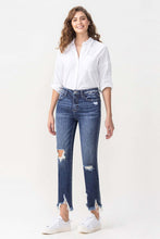 Load image into Gallery viewer, Lovervet Jackie LV1008 High Rise Distressed Chewed Frayed Raw Hem Straight Leg Jeans
