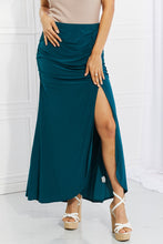 Load image into Gallery viewer, White Birch Teal Ruched Slit Maxi Skirt
