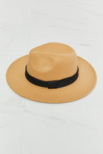 Load image into Gallery viewer, Fame Solid Tan Black Ribbon Detailed Wide Brim Hat
