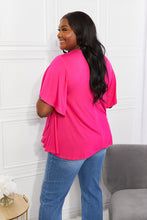 Load image into Gallery viewer, Yelete Hot Pink Short Flutter Sleeve Top
