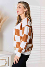 Load image into Gallery viewer, Double Take Checkered Button Down Dropped Shoulder Cardigan
