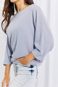 Andree by Unit Misty Blue Three Quarter Dolman Sleeve Top