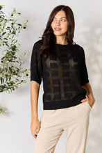 Load image into Gallery viewer, Double Take Black Ribbed Trim Half Sleeve Knit Top
