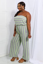 Load image into Gallery viewer, Sew In Love Gray Neon Lime Striped Jumpsuit
