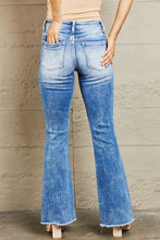Ladda upp bild till gallerivisning, BAYEAS Izzie Mid Rise Distressed Chewed Raw Hem Blue Denim Bootcut Jeans
