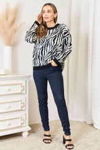 Load image into Gallery viewer, Heimish Zebra Solid Trim Contrast Soft Knit Top
