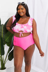 Marina West Swim Pink Floral Tie Dye Two Piece Bikini Set