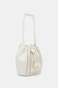 Nicole Lee Solid Color Studded Pebbled Vegan Leather Bucket Bag