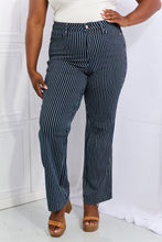 Ladda upp bild till gallerivisning, Judy Blue Cassidy Striped High Rise Tummy Control Straight Leg Blue Denim Jeans
