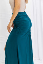 Load image into Gallery viewer, White Birch Teal Ruched Slit Maxi Skirt

