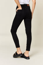 Load image into Gallery viewer, Judy Blue Tummy Control High Waisted Distressed Black Denim Skinny Jeans
