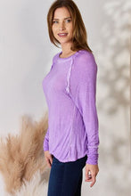 Load image into Gallery viewer, Zenana Purple Vintage Washed Seam Detailed Long Sleeve Top
