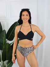 Load and play video in Gallery viewer, Marina West Swim Solid Leopard Halter Two Piece Bikini Set
