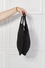 Load image into Gallery viewer, Justin Taylor Black Straw Rattan Handwoven Handbag

