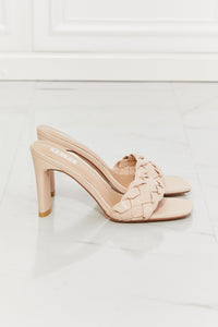 MM Shoes Natural Beige Braided Block Heel Sandals