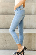 Ladda upp bild till gallerivisning, Judy Blue Keeley High Rise Button Fly Distressed Hem Blue Denim Skinny Jeans
