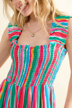 Load image into Gallery viewer, And The Why Multicolor Striped Smocked Jumpsuit
