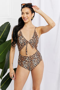Marina West Swim Leopard Cutout One Piece Swimsuit