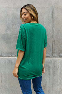 Sweet Claire Forest Green "Wanderlust" Graphic Short Sleeve Tee Shirt Top