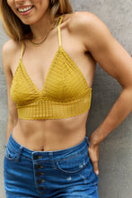 Load image into Gallery viewer, Leto Straw Yellow Adjustable Lined Boho Racerback Bralette
