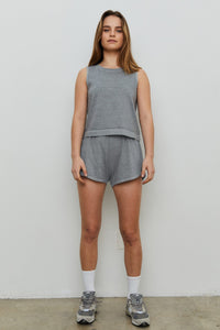 THE BLANK LAB Gray Organic Cotton Crop Tank and Shorts Set