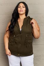 Load image into Gallery viewer, Zenana Army Green Snap Down Hooded Vest
