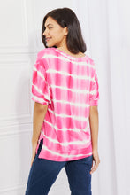 Load image into Gallery viewer, Yelete Hot Pink Striped Tie Dye Short Sleeve Top
