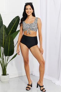 Marina West Swim Black Leopard Two Piece Bikini Set
