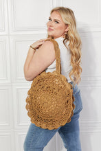 Load image into Gallery viewer, Justin Taylor Caramel Brown Straw Rattan Handbag
