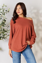 Load image into Gallery viewer, BOMBOM Brick Red Long Sleeve Drop Off Shoulder Top
