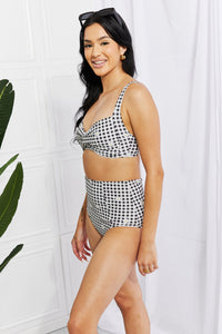 Marina West Swim Checkered Daisy Two Piece Bikini Set