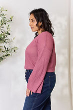 Load image into Gallery viewer, Culture Code Rose Pink Long Trumpet Sleeve Waffle Knit Top
