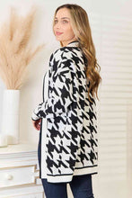 Ladda upp bild till gallerivisning, Woven Right Houndstooth Open Front Longline Cardigan
