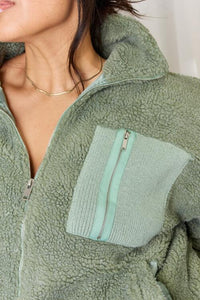 Heimish Sage Green Zip Up Collared Jacket