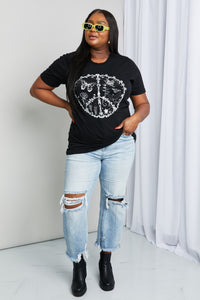 MineB Solid Black Artisan Graphic Short Sleeve Tee Shirt Top