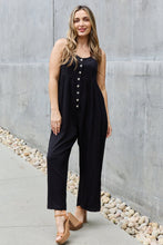 Load image into Gallery viewer, HEYSON Solid Black Wide Leg Button Down Jumpsuit
