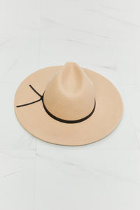 Fame Beige Vegan Leather Knot Detailed Wide Brim Hat