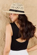 Load image into Gallery viewer, Fame Ivory Contrast Lace Detailed Straw Braided Sun Hat
