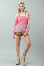 Load image into Gallery viewer, VERY J Pink Color Block Soft Knit Top
