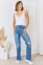 Load image into Gallery viewer, Judy Blue Simone High Waisted Distressed Straight Leg Blue Denim Jeans
