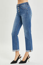 Load image into Gallery viewer, RISEN Button Fly Flared Leg Blue Denim Cropped Jeans
