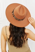 Load image into Gallery viewer, Fame Solid Brown Leopard Belt Detailed Wide Brimmed Hat
