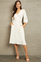 Load image into Gallery viewer, Culture Code Solid White Tie Wrap Style Dress
