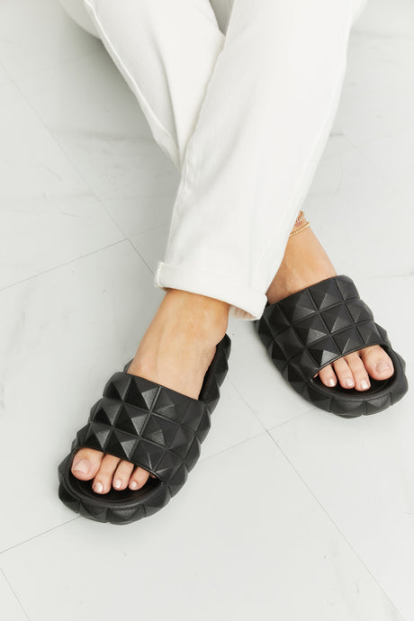Legend Solid Black 3D Stud Slide Sandals