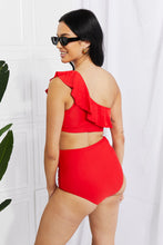 Load image into Gallery viewer, Marina West Swim Scarlett Red One Shoulder Ruffle Two Piece Bikini Set
