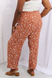 Heimish Red Orange Art Deco Pattern Paper Bag Tie Waist Pants