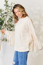 Load image into Gallery viewer, Celeste Ivory Long Sleeve Fringe Detailed Top
