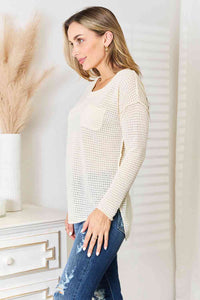 Culture Code Long Sleeve Curved Hem Soft Woven Top