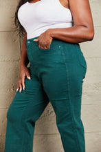 Load image into Gallery viewer, Judy Blue Hailey Tummy Control High Waisted Cropped Wide Leg Teal Blue Denim Jeans

