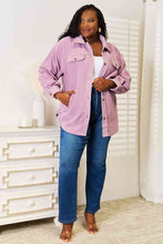 Load image into Gallery viewer, Heimish Lavendar Purple Button Down Woven Shacket
